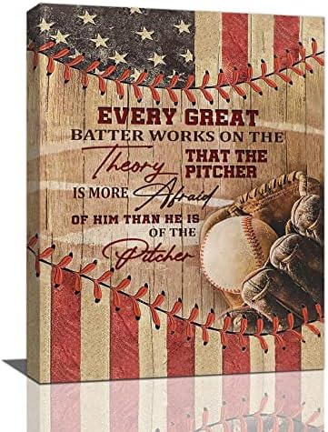 Бейзбол Стенно Изкуство, Спортни Модел Стенен Декор Мотивационен Американски Флаг Бейзбол Печат върху Платно