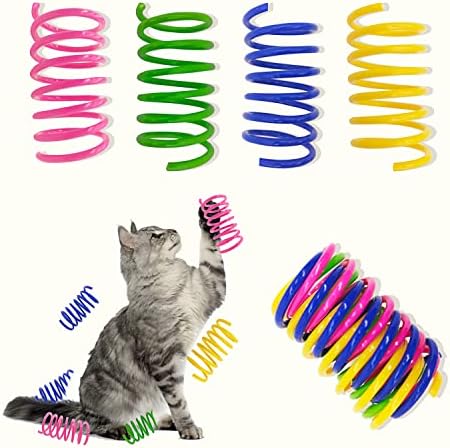 Кутия за Играчки AGYM Котка, 20 Опаковки Спирални Пружини за котки в затворени помещения, Цветни и Здрава Пластмасова