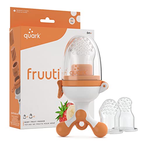 Fruuti Baby Fruit Устройство от Quark - Замразени прорезыватель и залъгалка за бебешка храна - идеален за самостоятелно хранене, с допълнителни силиконови топчета - Надеждна ?