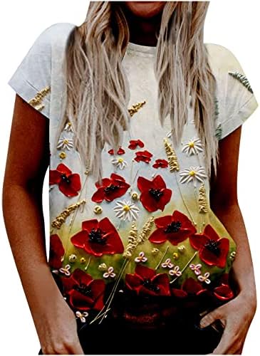 Дамски Блузи Wenini, Тениски с графичен Дизайн, Дамски Модни Блузи, Ежедневни Тениска С кръгло деколте и Цифрово Принтом, Къс ръкав, Блуза