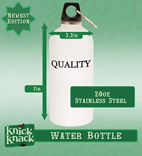 Обслужване на клиенти Knick Цака Gifts - Бутилка за вода от неръждаема стомана, 20 грама с карабинка, Бяла