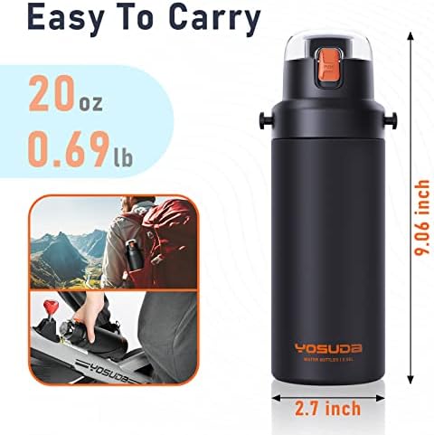 Спортна бутилка за вода YOSUDA - 20 грама, с херметични панти капак от Неръждаема стомана с вакуумна изолация, Термокружка с
