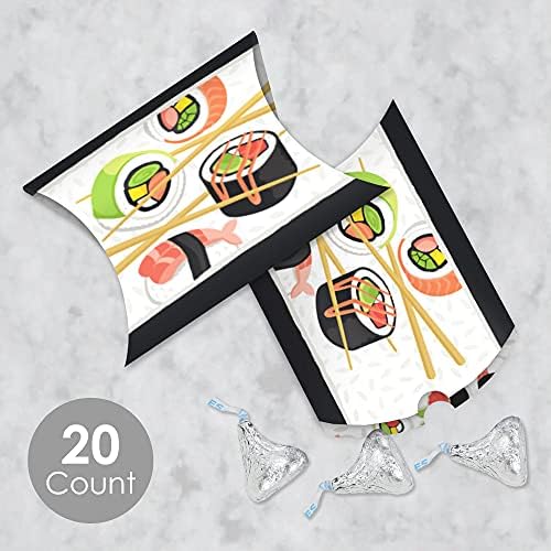 Big Dot of Happiness Let ' s Roll - Подарък кутия за суши - Сувенири, Кутии за малки възглавници за Японската парти - пакет от 20