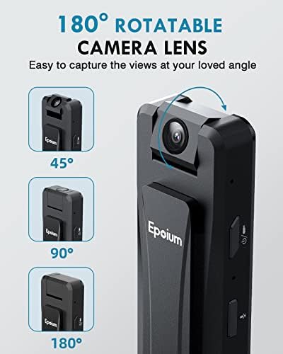 Мини камера за тялото EP1 обем 64 GB със звук, Завъртане на обектива на камерата на 180 °, скрита камера 1080P,