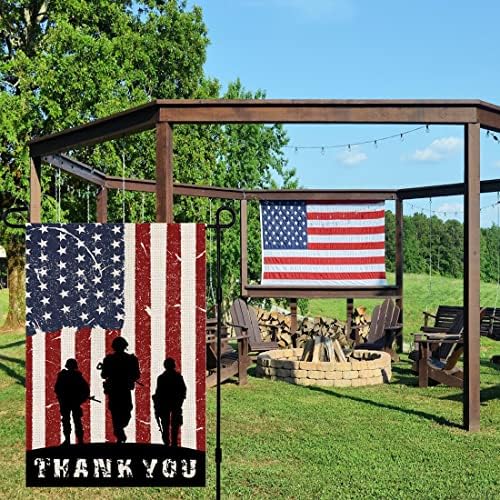 Патриотичен американски Войници Благодаря Градински Флаг 12x18 Инча Двустранен 4 юли, ден на Независимостта
