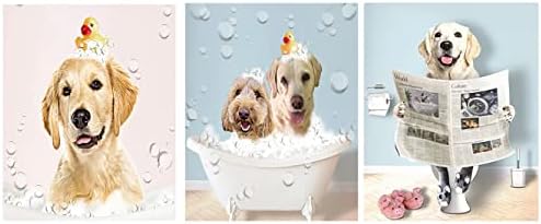 Стенен декор за баня със сладък куче, Декор за баня със сладък куче,Стенен декор за баня с кучето, Стенен декор за тоалетна