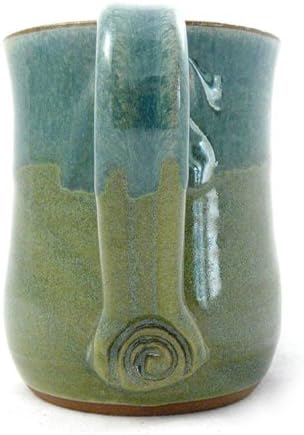 Чаша за чай Modern Artisans - керамични съдове, ръчно изработени с държач за чаени пакетчета, 16 мл, синя / зелена