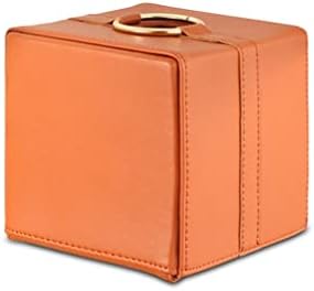 LLLY Настолна Кожена Начална Дневна Спалня Orange Квадратна Кожена Кутия за салфетки, Хартиена кутия за изпомпване (Цвят:
