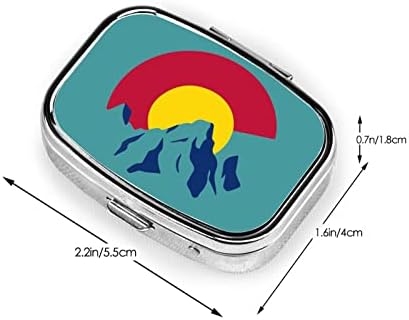 Планински флаг Колорадо Квадратен Мини-Калъф За Хапчета Пътен Органайзер За Лекарства Преносими Клон на Метална Кутия