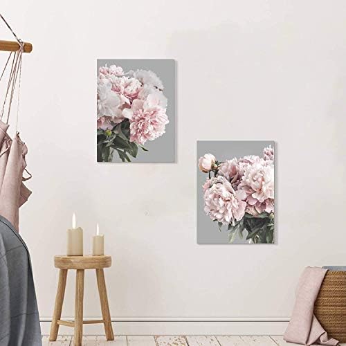 Стенно Изкуство върху Платно с цветя в спалнята - Галерия Картини с Розов Пионом, Елегантен цвят, Цветен Модел, Ботаническая