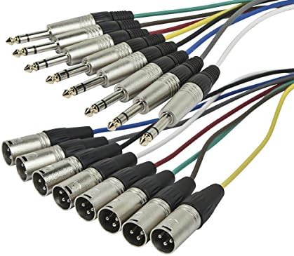 Живописна и студиен кабел Monoprice, 10 фута (601297) и 8-канален 1/4-инчов TRS plug-1/4-инчов TRS включете