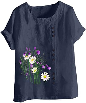 Дамски Блузи с къс Ръкав, с Дизайн във формата на Цвете Маргаритки и Макове, Големи Размери, Ризи, спално