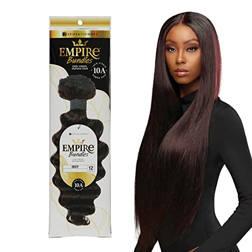 Sensationnel Empire Пакет заплитане на косата - Empire Връзки натрупване на естествени човешки косми Необработени коси - EMPIRE ВРЪЗКИ дълбока 1 опаковка от 12 инча (ЕСТЕСТВЕНА)