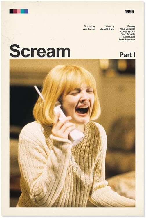 Плакат QGD Scream - Бескаркасный Платно, Плакат с изображение на Ужасите, монтиран на стената Художествен Фигура,