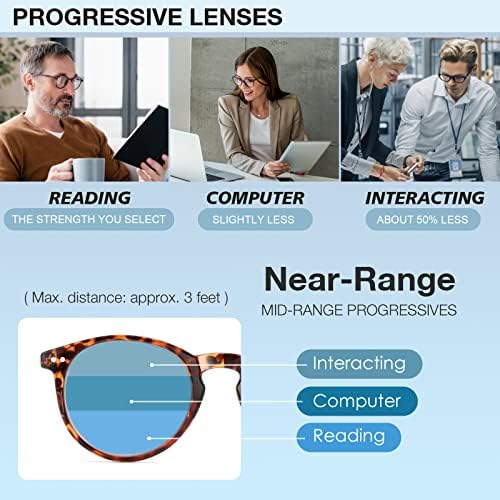 CARA 2 Опаковки Прогресивно Многофокусных Очила за четене за Мъже, Жени, Нападение от Синя Светлина, Компютърен