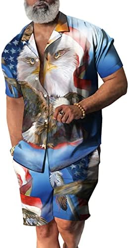 Мъжки ризи Sipumia копчета с къс ръкав, Хавайски комплект с принтом Хартата на САЩ, Лятна Плажно Облекло от 2 теми