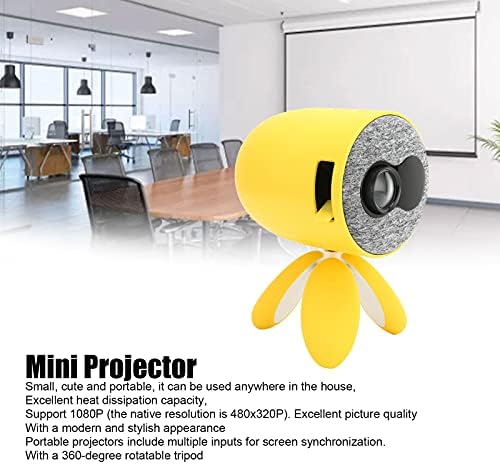 Мини Проектор, ABS жълто Преносим Мини-led видео проектор с Мил и творчески външен вид, с превръщането статив на 360 градуса, за развлечения у дома и на открито (САЩ)