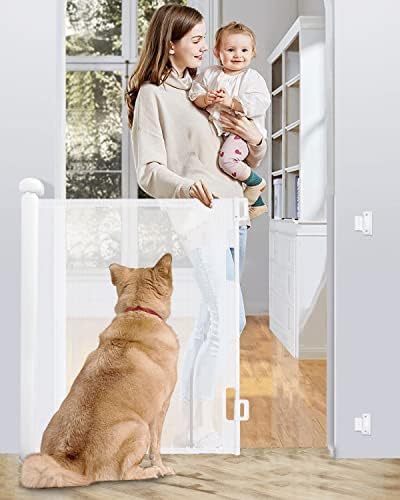 Прибиращи врати за деца - Много Широко вратите за деца или домашни любимци с двоен механизъм за заключване, височина 33 инча, ширина 55 см, защитни врати за кучета от PVC