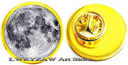 Брошка с участието на Пълната Луна, Космическа Жени с изображение на Галактиката, Бижута Подарък за Нея, Жени за