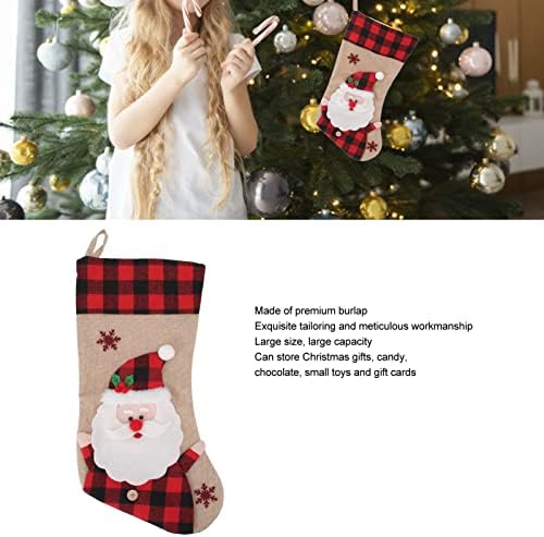 Коледна Украса Подаръци, Лесно да се Мотае Изискан Шивашки 3D Модел Коледни Чорапи, Червено Каре за Празнични партита Преференциални карти (Дядо Коледа)