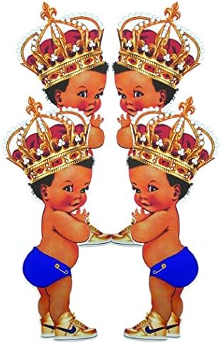 Синьо-червени Деколтета за малки момчета, Украса за душ под формата на афроамериканской Crown, Пелена с едностранно принтом (11 инча - 6 бр.)