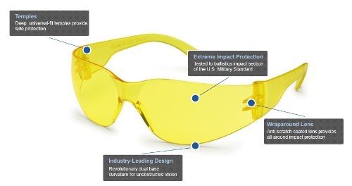 Защитни очила Портал Safety 4675, сертифицирани UL, StarLite, Кехлибар, лещи, Амбър сб (опаковка от 10 броя)
