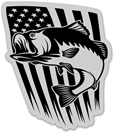 Риболов на костур с флага на сащ Сиво - 3 Vinyl Стикер за автомобил, лаптоп, Бутилки за вода, Телефон - Водоустойчив Стикер
