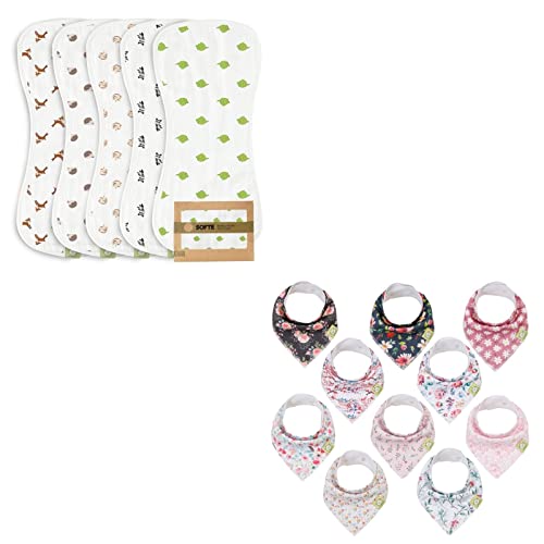 5 Опаковки от бебешки кърпички от органичен плат от оригване и 10 x нагрудников от органични бебешки кърпи от