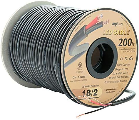 Низковольтный led кабел 100 метра 18AWG, 2 проводник, предназначени за употреба на открито, Черен проводник за вграждане