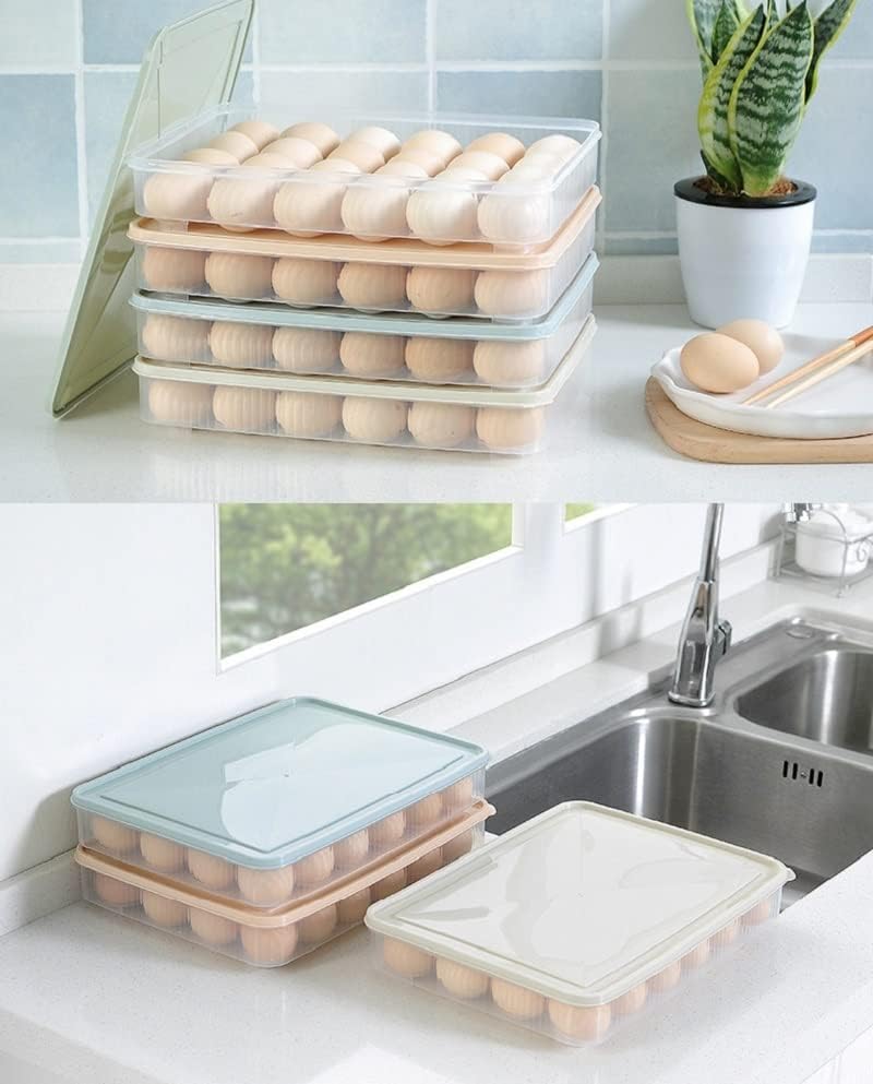 PDGJG Хладилник Кутия за съхранение на Яйца с Кухненски Хладилник Потребителска Кутия За съхранение Опазване Пластмасова Кутия за съхранение на Кнедли (Цвят: E)
