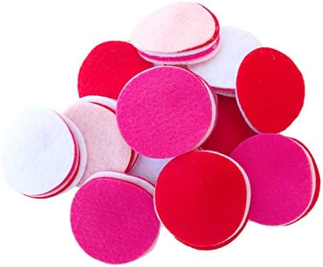 Игриви кръгчета от филц Ever After розово, светло розово, червено и бяло цвете (4 инча - 15 бр.)