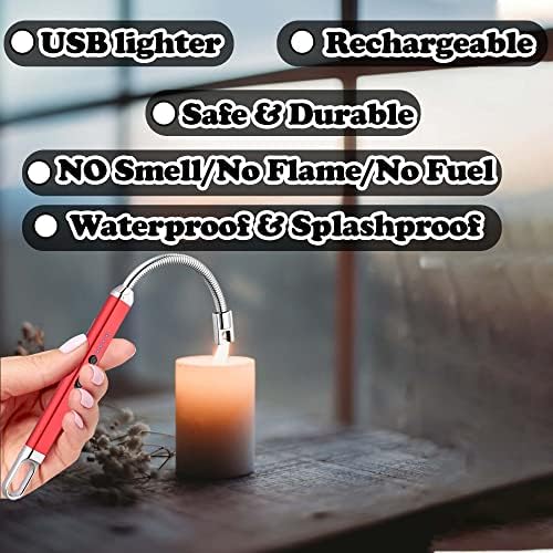 FIGHTSENSE USB Акумулаторна Запалка за Свещи, Плазменно-Електродъгово Ветрозащитная Беспламенная Дълга Електрическа Запалка Защитен превключвател, led дисплей, батерии,