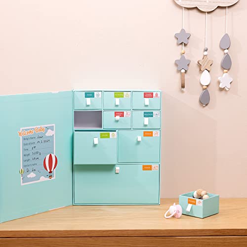 Navaris Спомен Baby Box - Детска кутия за спомен, за подаръци - Хранилище с 9 издърпващи се отделения за момче или Момиче