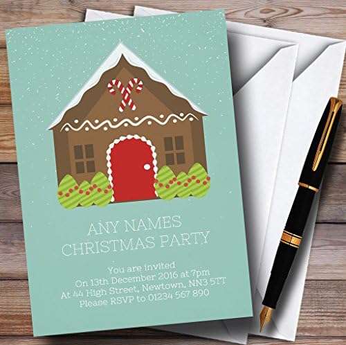 Пощенска картичка Zoo Green Gingerbread House Персонализирана За Коледа/Нова година/Празнично парти Inv.