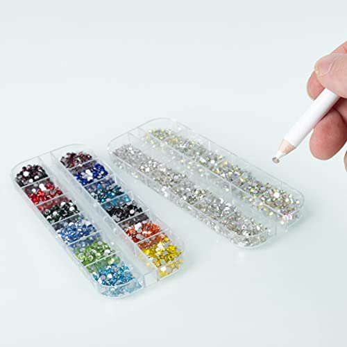 5280 бр Кристали за дизайн на ноктите, скъпоценни камъни за нокти MAEXUS Плоска Задна част с Пинсети и дръжка-Дрелью