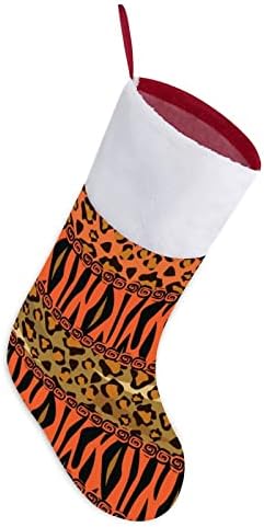 Коледни Чорапи с модел от Кожи от Леопард и Тигър, Окачени Чорапи с Принтом, Коледна Елха, Украса За Камината