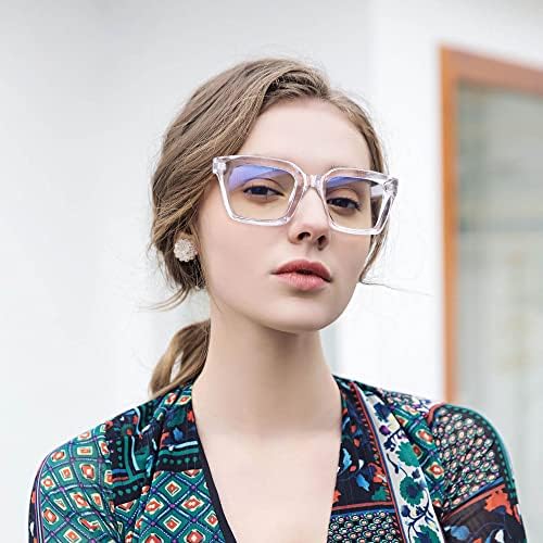 Rmerom Светли Сини Очила за Жени на Мъжки Модни Класически Квадратни Очила с Дебела Рамка Без рецепта