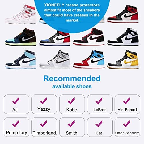 YIONEFLY 6 Двойки ключалки от гънки за обувки ВВС, Йордания, Потапям & More, Защита от гънки обувки за предотвратяване на образуване на гънки на маратонките си, редукция, пр
