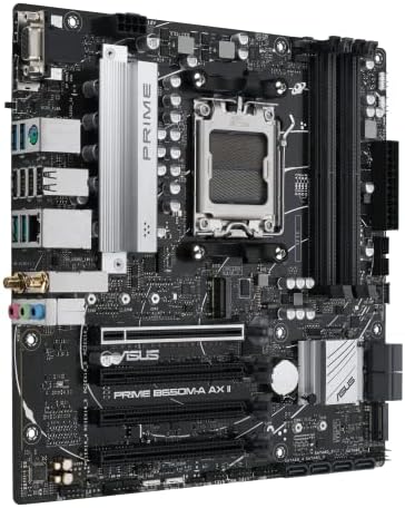 Дънна платка ASUS Prime B650M-A AX II AMD B650 (Ryzen 7000) Micro-ATX (DDR5 6400+ (OC), поддръжка на PCIe 5.0 M. 2, 2,5 Gb