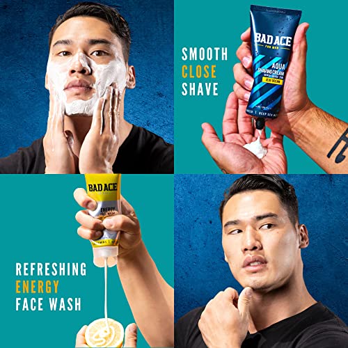 BAD ACE 2-in1 Крем за бръснене и Мъжки Витаминен Комплект за измиване на лицето Duo | Корейски Грижа за кожата, Мъжки