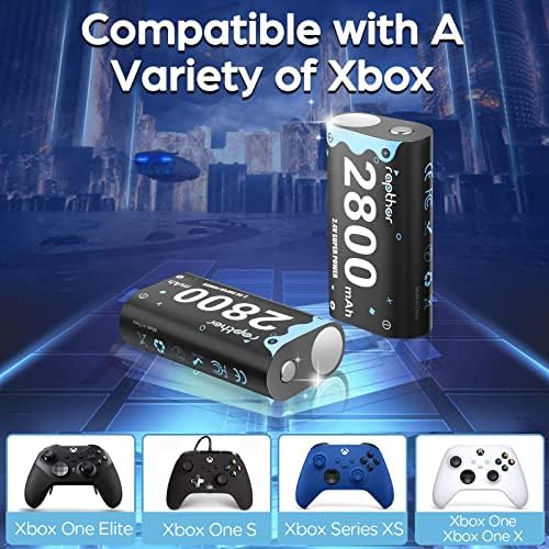 Rapthor 2800mAh Xbox One Акумулаторна батерия 2,4 V Ni-MH с ниско саморазрядом за Xbox One/Xbox One S/Xbox One X/Xbox One Elite/Xbox Series S/ X, Блок батерии контролер със зарядно устройство