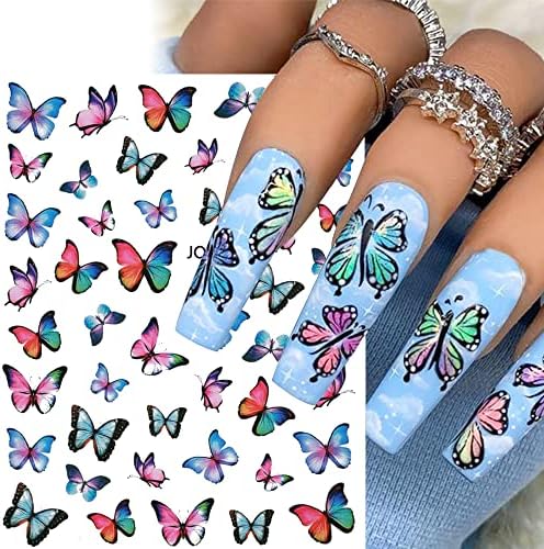 Етикети за дизайн на ноктите с пеперуди, Пролет-Лято Цветни Стикери за нокти с Пеперуди, Стикер, с Красив Дизайн Пеперуди за Момичета, Дамски Аксесоари за Декорация