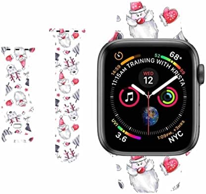 Каишка за смарт часа BONICI 2022 съвместим с Apple Watch 38 мм, 40 мм 42 мм 44 мм, Коледна Тема, Коледни Човече, Снежен