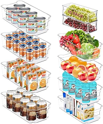 Набор от SINYWAY от 10 Пластмасови кутии-организаторите за хладилници, Штабелируемый, включва 4 Големи и