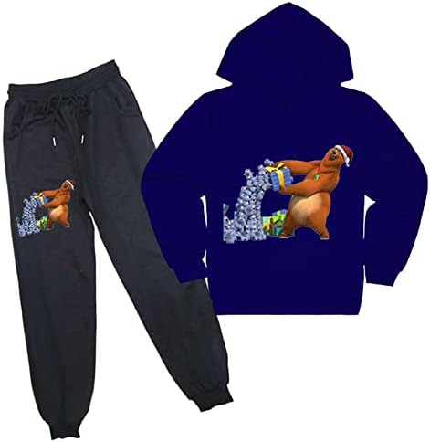 Комплект от Блузи с дълъг ръкав, спортни Панталони с еластичен ластик на талията UMocan за момчета и Момичета - Блузи с качулка, Пуловер Grizzy and The Lemmings
