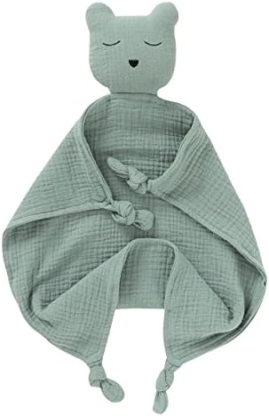 YIXPOH Baby Lovey Муслиновые Защитни Одеяла от Памук Зелен Мечка Бебета Lovie Мек и Приятен Подарък за Новородени Момчета