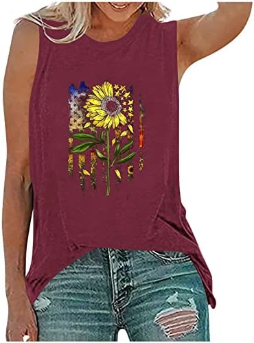 lcepcy Жена на Майк с Флага на сащ, Свободна Ежедневна Блуза Без Ръкави 2023, Летни Модни Тениски С Печат, Тениски