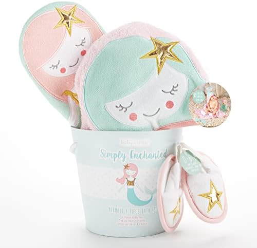 Подаръчен Комплект за Къпане на Бебе Aspen Simply Enchanted Русалка, 4 Предмета, Кърпа С качулка/Детски Халат,