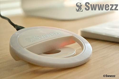Околовръстен лампа Swwezz за селфи (акумулаторна батерия) с 36 светодиода за смартфон, бял.