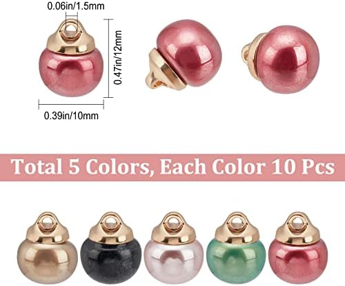 GORGECRAFT 5 Цвята 50 БР. Кръгли Копчета от Изкуствени Перли, Половинчатите Куполна Перлени Копчета, с форма на гъба, Полукръгли